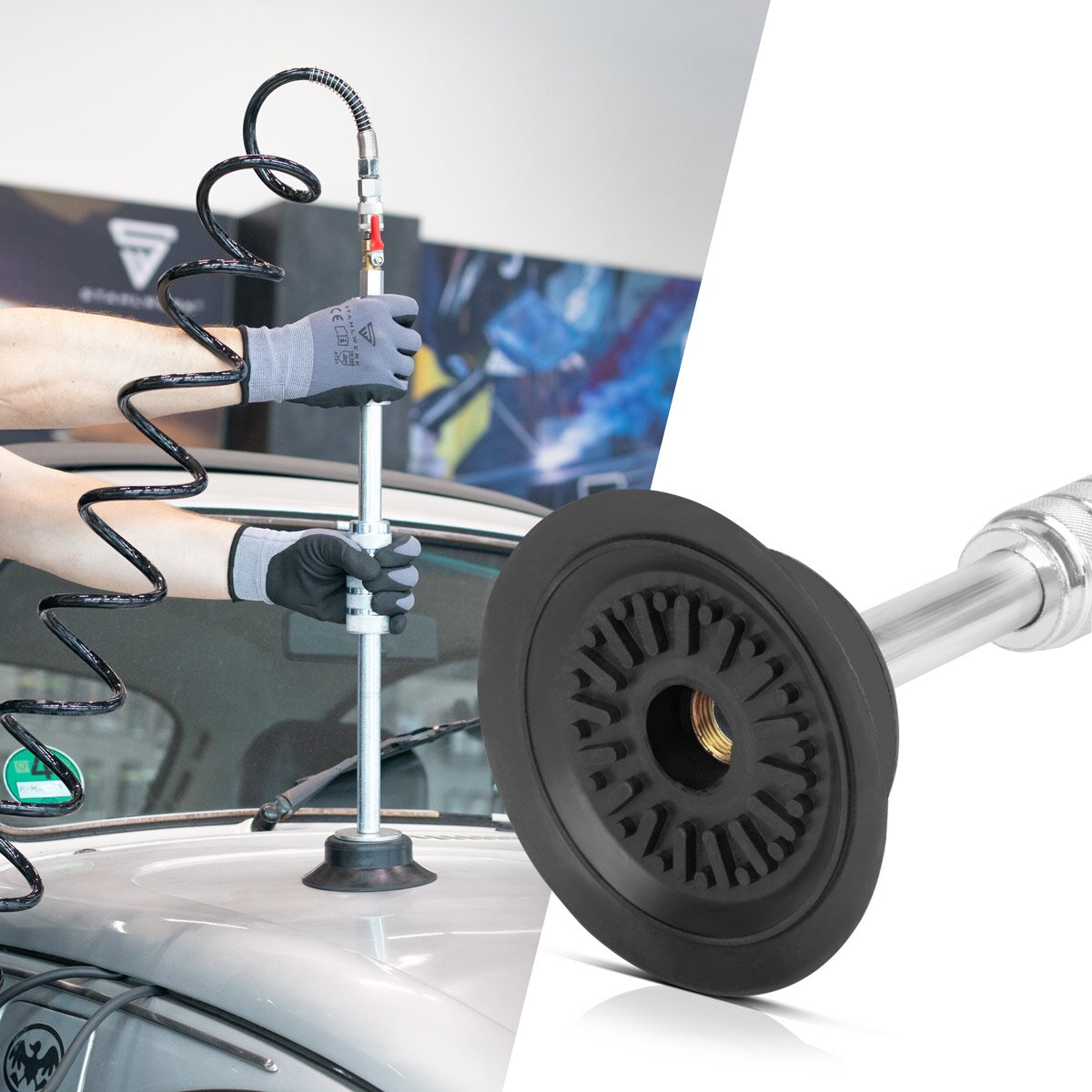 STAHLWERK Dellenzieher PDZ-620 ST Pneumatischer Gleithammer | Saugnapf-Zughammer | Dellenlifter | Ausbeuler | Smart Repair Ausbeulwerkzeug zur professionellen Reparatur von Kfz Karosserien