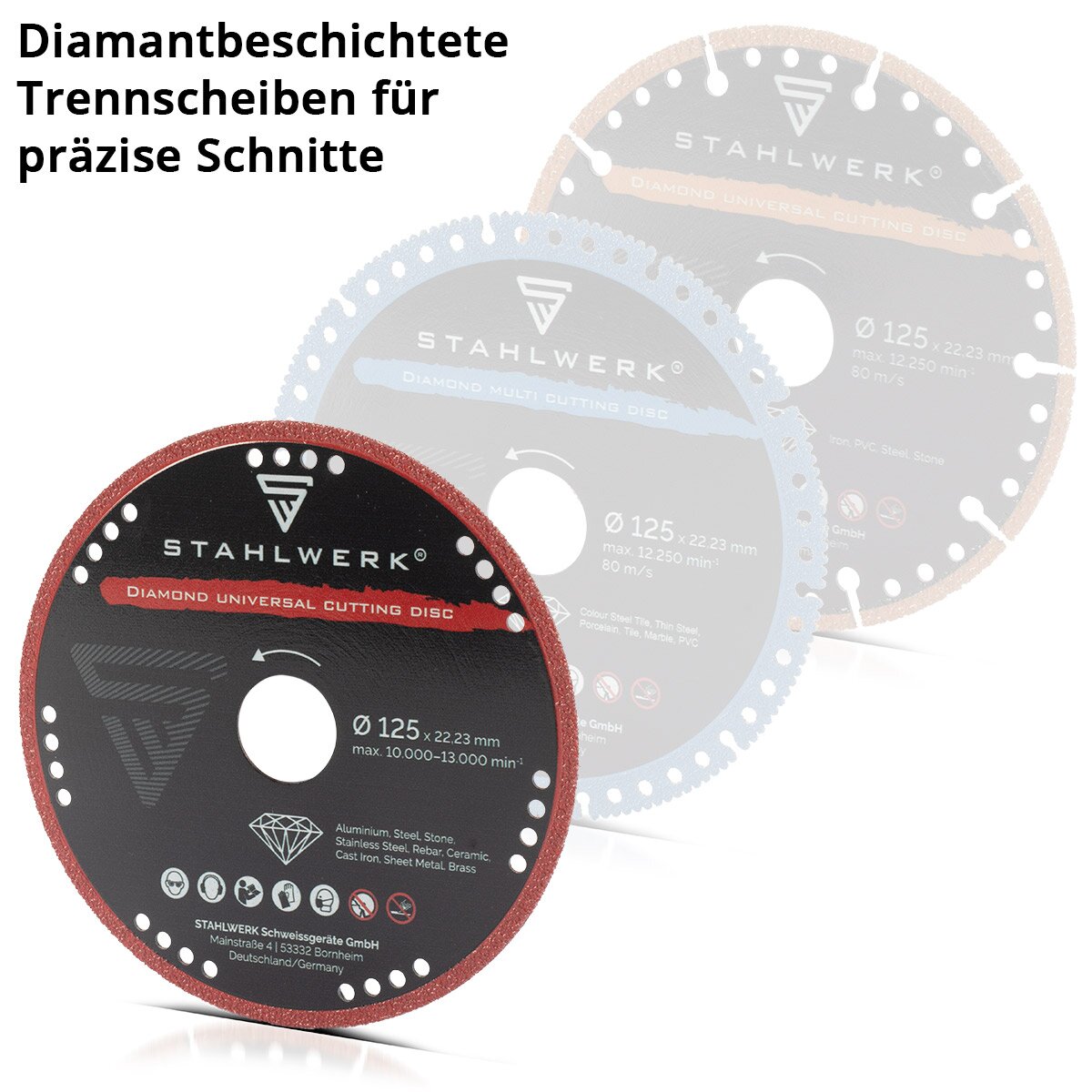 STAHLWERK Diamant Universal Trennscheibe 125 x 22,23 mm | Aluminium, Stahl, Stein, Glas | Hohe Schnittpräzision & lange Lebensdauer