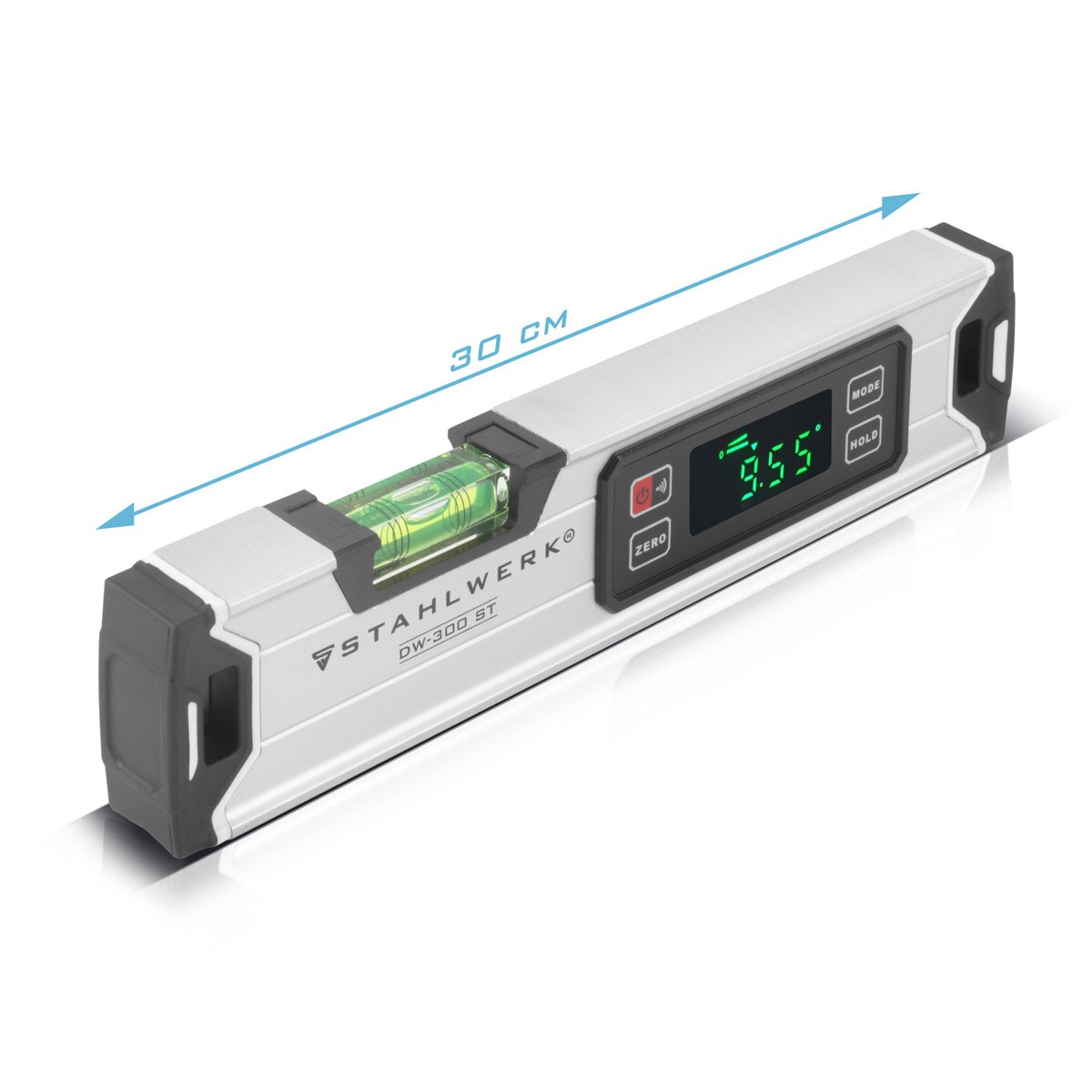 STAHLWERK Digitale Wasserwaage DW-300 ST aus Aluminium mit 300 mm Länge magnetische Richtwaage | Magnet-Wasserwaage | Aluminium-Wasserwaage | Digital-Wasserwaage | Winkelmesser