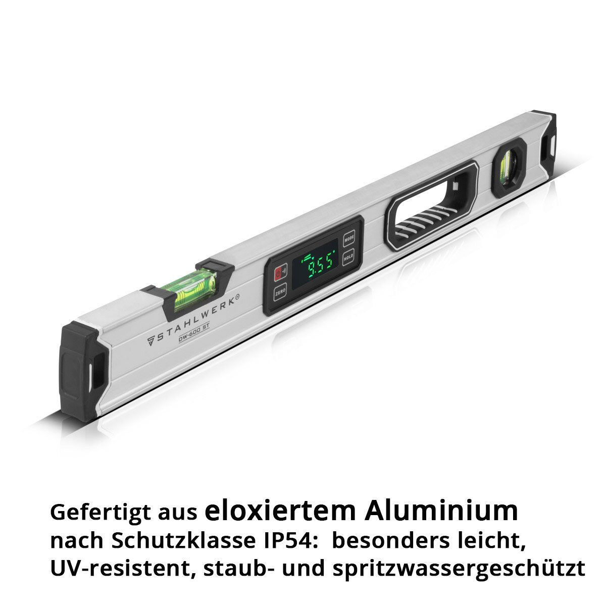 Nivel de burbuja digital STAHLWERK DW-600 ST de aluminio con nivel magnético de 600 mm de longitud | Nivel de burbuja magnético | Nivel de burbuja de aluminio | Nivel de burbuja digital | transportador