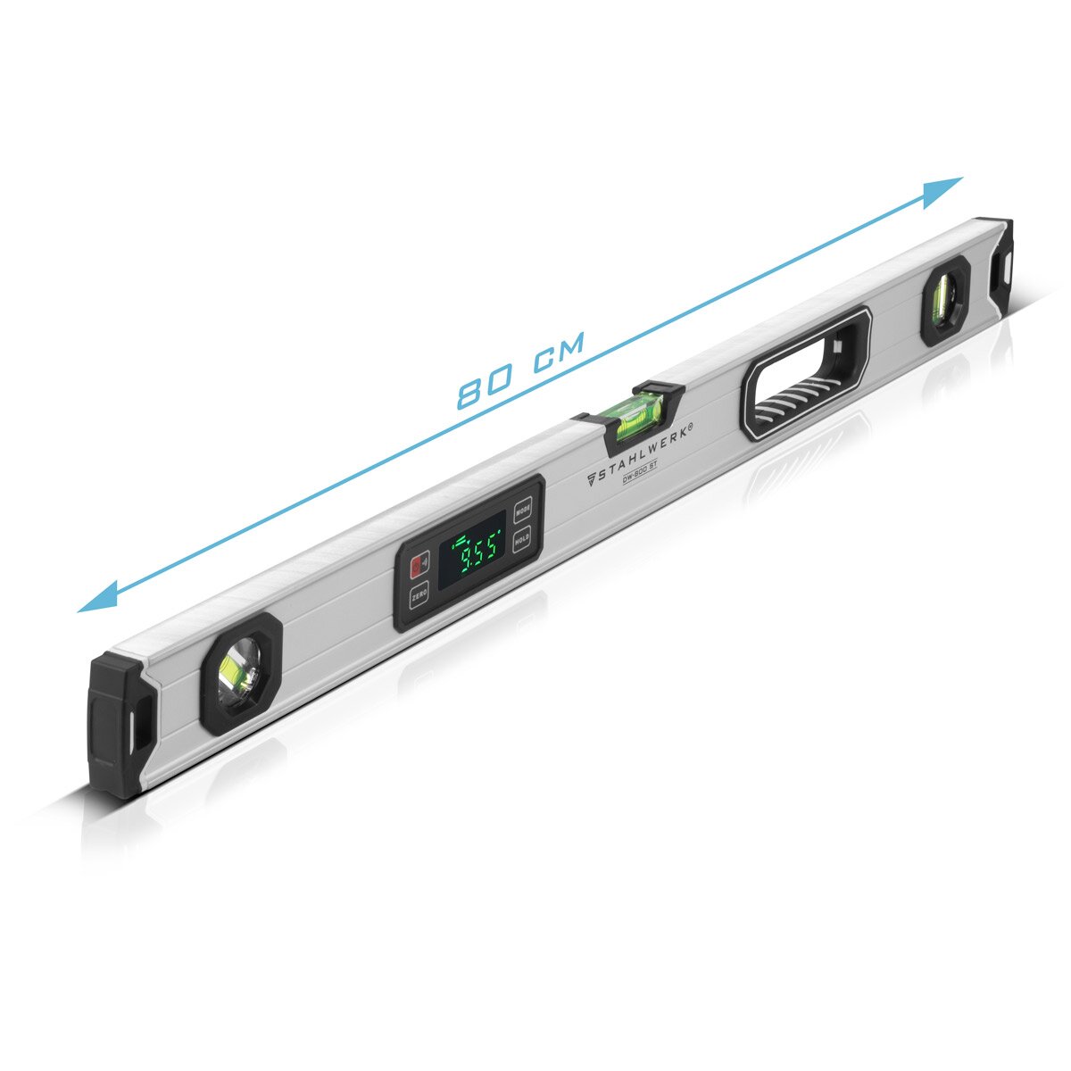 STAHLWERK Digitale Wasserwaage DW-800 ST aus Aluminium mit 800 mm Länge magnetische Richtwaage | Magnet-Wasserwaage | Aluminium-Wasserwaage | Digital-Wasserwaage | Winkelmesser