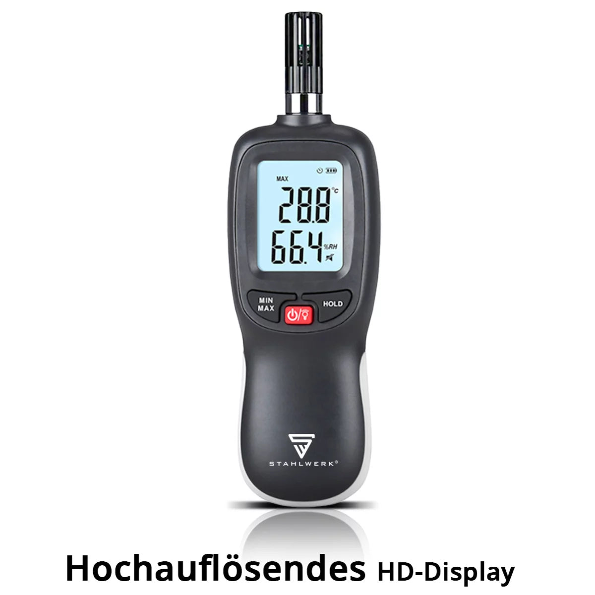 Dispositivo de medición de temperatura y humedad STAHLWERK | Dispositivo de medición digital preciso para la determinación profesional del clima interior | Ideal para controlar la temperatura y la humedad.