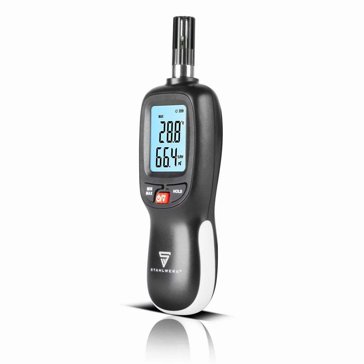 Dispositivo de medición de temperatura y humedad STAHLWERK | Dispositivo de medición digital preciso para la determinación profesional del clima interior | Ideal para controlar la temperatura y la humedad.