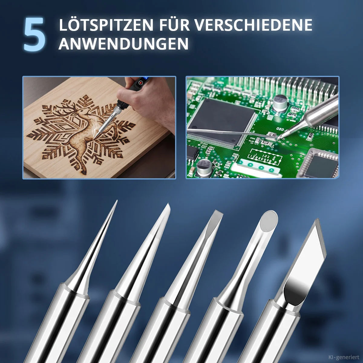 Digitales Lötkolben-Set 80 W | 180-500 °C | LCD-Display, Keramik-Heizelement, Temperaturkalibrierung und Speicherfunktion | für Weichlötarbeiten