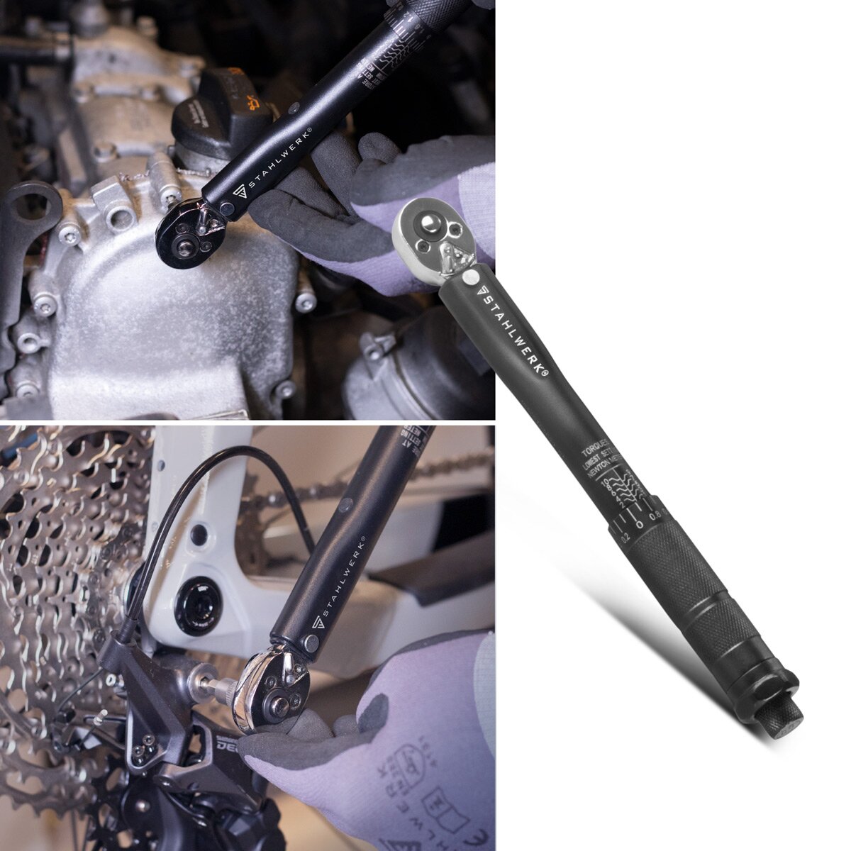 Llave dinamométrica STAHLWERK TW-10 ST 1-10 Nm Carraca reversible de 1/4" pulgadas | llave de carraca | carraca | carraca con escala micrométrica