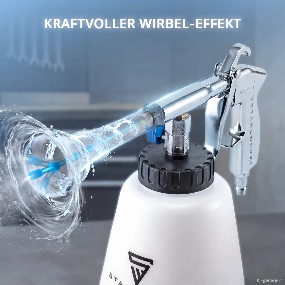 Pistola de limpieza de aire comprimido STAHLWERK RP-90 ST con juego de accesorios | Limpiador de aire comprimido con efecto remolino | Limpiador de interiores | pistola de lavado | Pistola de soplado automotriz para limpiar superficies sucias.