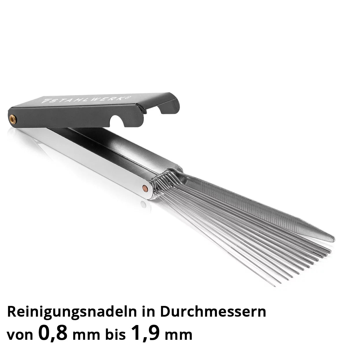 STAHLWERK Düsenreiniger Edelstahl-Feilen 13 in 1 Schweissdüsenreiniger im praktischen Etui 2er Set, MIG MAG Düsen, Autogen Schweissdüsen, Lötkolben Heissklebepistolen, Vergaserdüsen