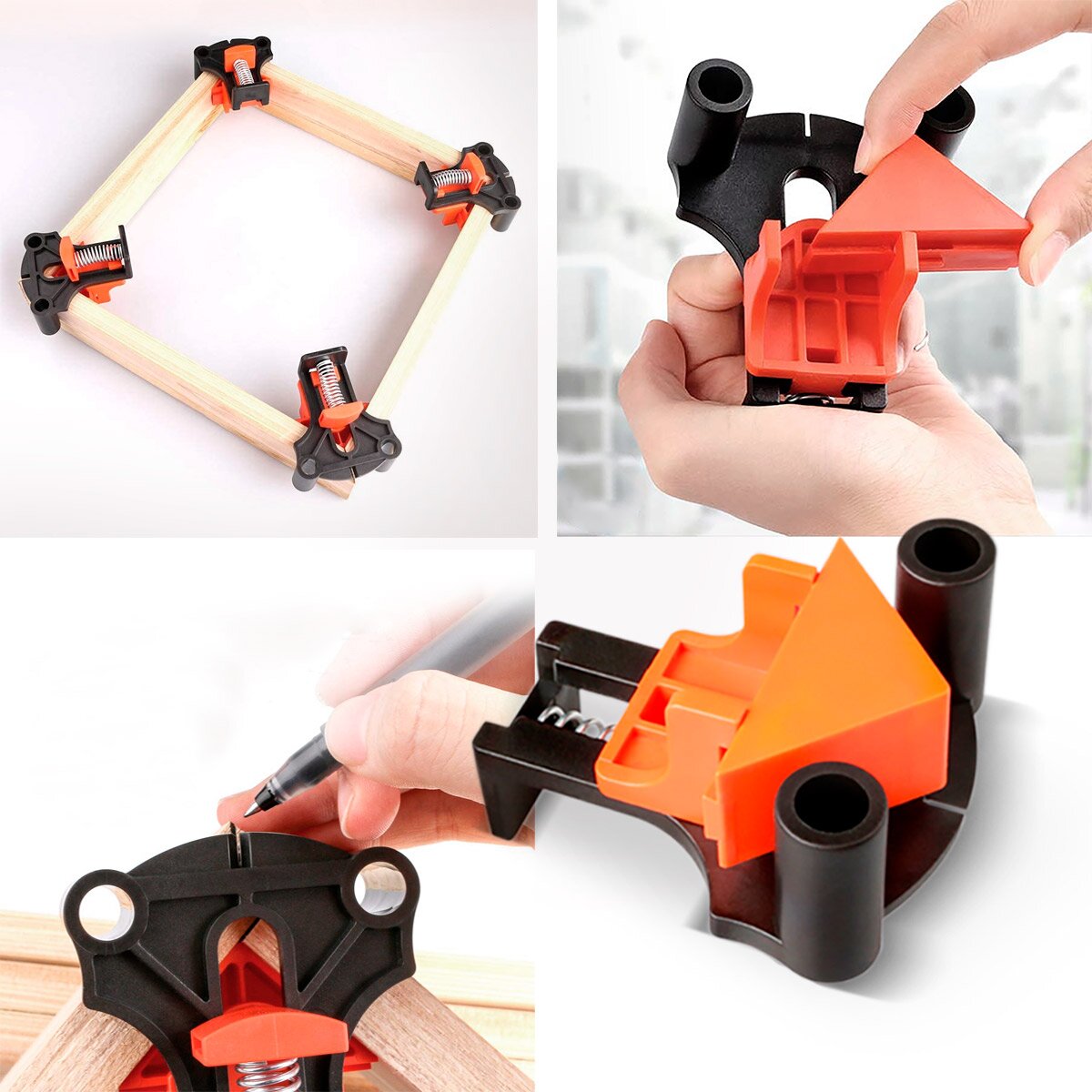 STAHLWERK jeu de 4 pinces d'angle 60° | 90° | Pince d'angle 120° | Pince d'angle | Pince d'angle | Tendeur de cadre | Pince d'angle | Pinces d'angle pour l'alignement et la fixation