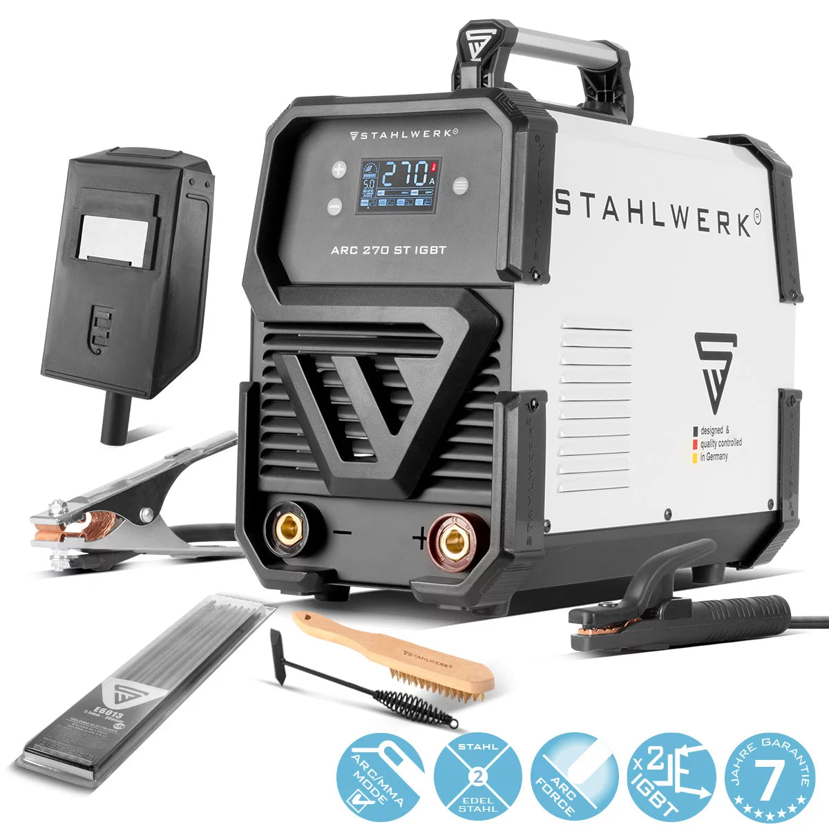 Saldatrice STAHLWERK ARC 270 ST DC MMA | Saldatrice inverter E-hand con 270 A, display digitale e tecnologia IGBT
