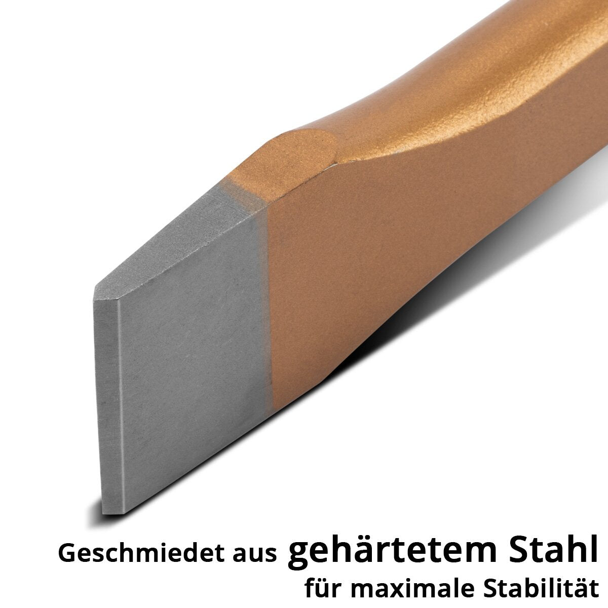 STAHLWERK set di 4 scalpelli piatti oro 175 | 200| 250| Scalpello manuale da 300 mm in acciaio temprato per la cesellatura professionale di metallo, pietra, legno, cemento, piastrelle e plastica