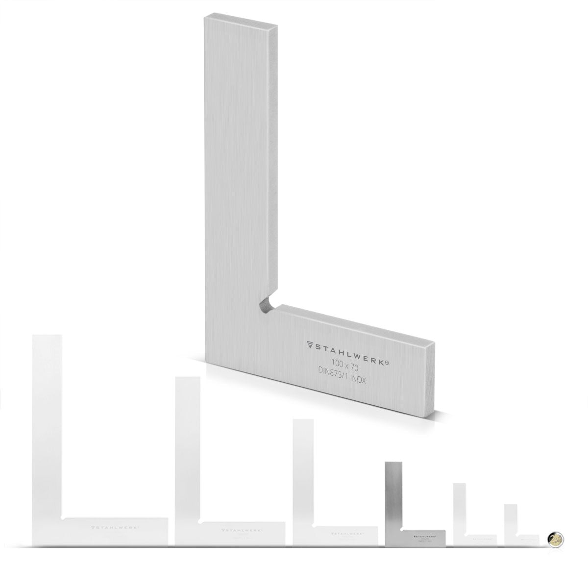 Angolo piatto STAHLWERK 90° 100 x 70 mm DIN 875/1 angolo di controllo / angolo da fabbro / angolo di arresto / angolo di precisione in acciaio inossidabile