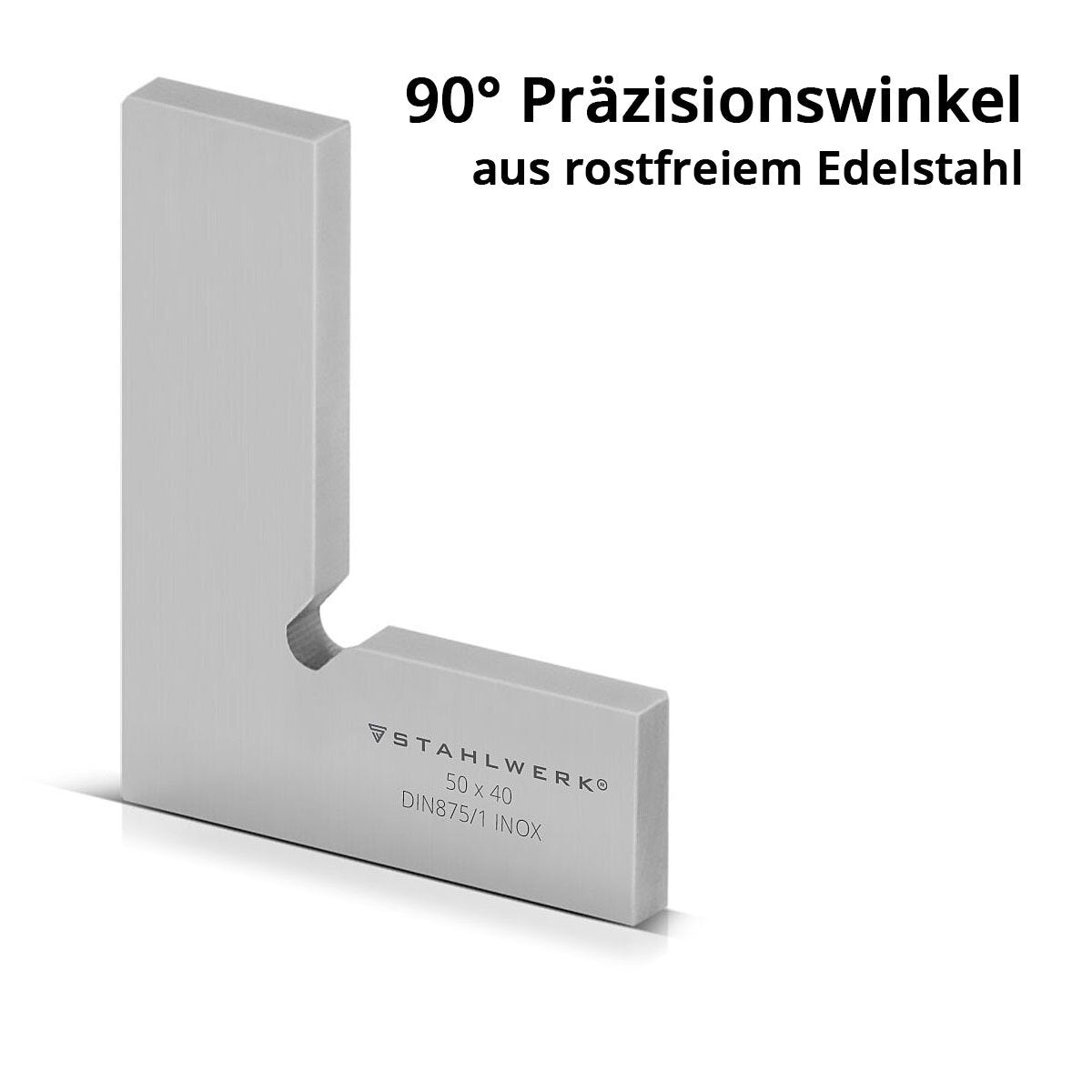 STAHLWERK Flachwinkel 90° Set 6-teilig DIN 875/1 Kontrollwinkel / Schlosserwinkel / Anschlagwinkel / Präzisionswinkel aus rostfreiem Edelstahl