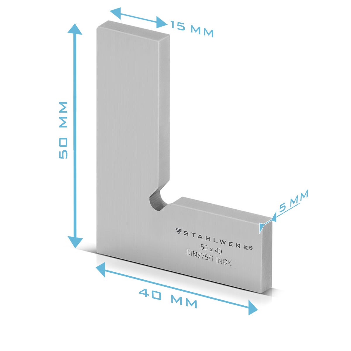 STAHLWERK angolo piatto 90° set da 6 angoli di controllo DIN 875/1 / angolo da fabbro / angolo di battuta / angolo di precisione in acciaio inossidabile