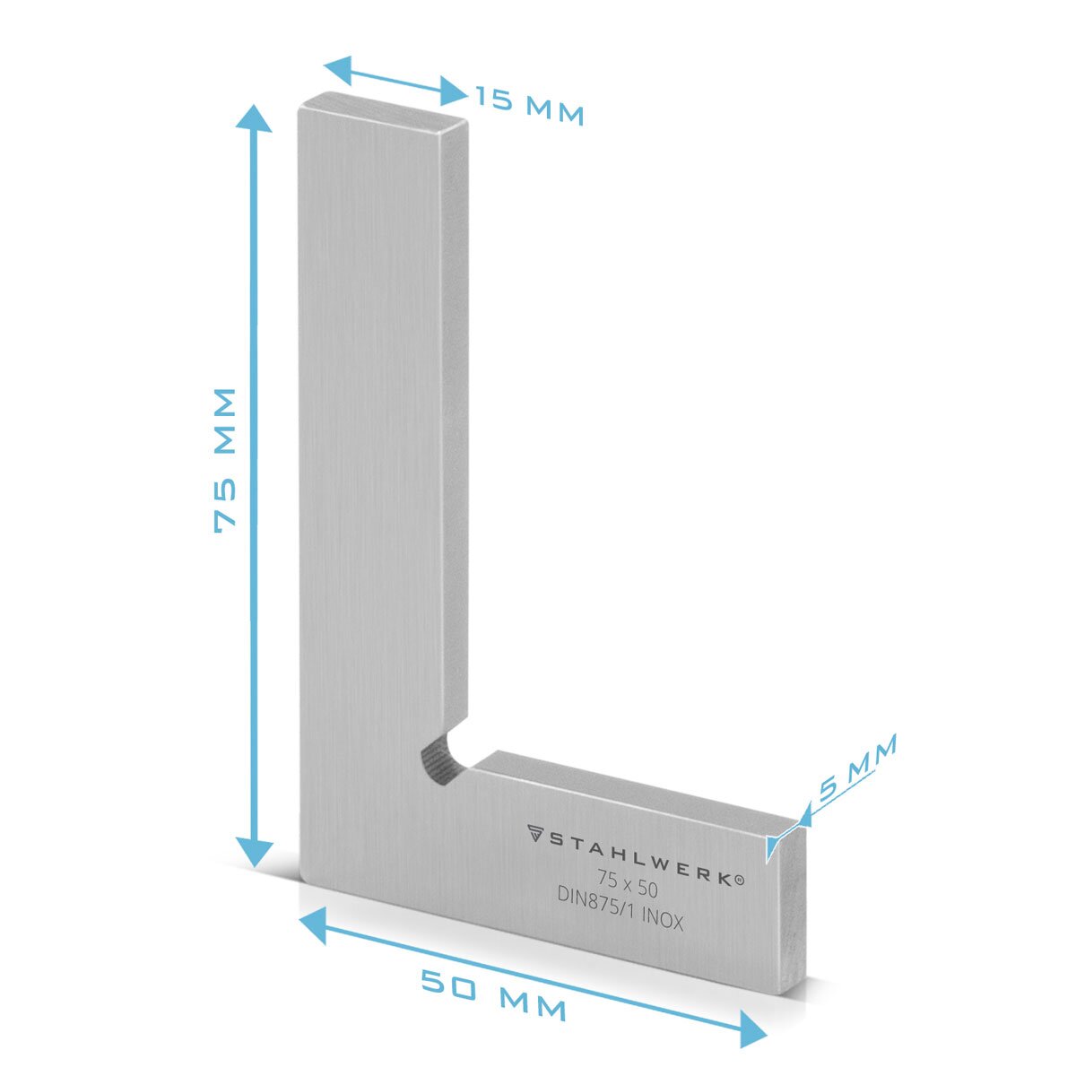STAHLWERK angolo piatto 90° set da 6 angoli di controllo DIN 875/1 / angolo da fabbro / angolo di battuta / angolo di precisione in acciaio inossidabile