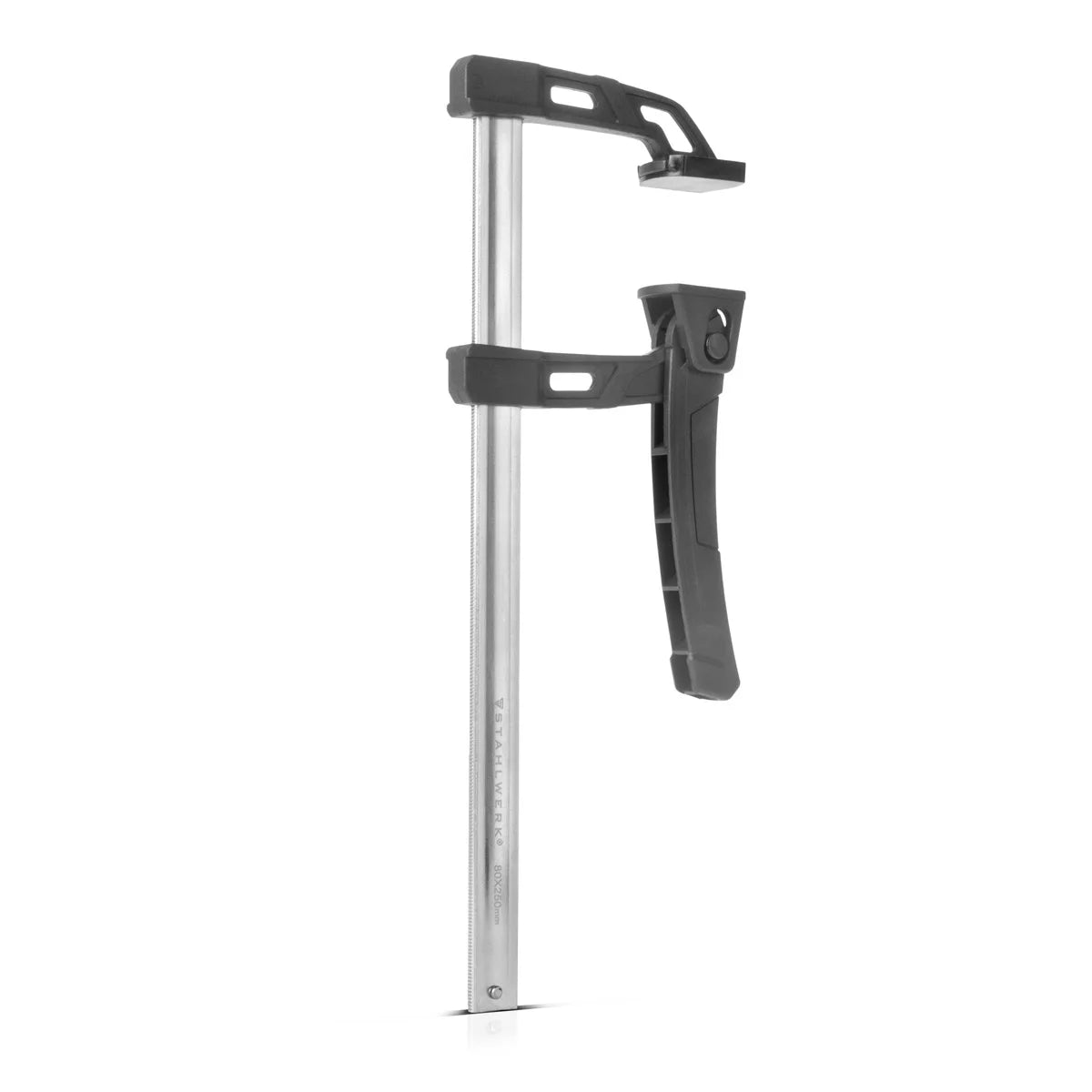 STAHLWERK set of 2 lever clamps 80x250 mm | powerful clamp with 100 kg pressure force | Quick release for precise fixing of workpieces | Stable clamp with a span of 250 mm, clamping depth of 80 mm