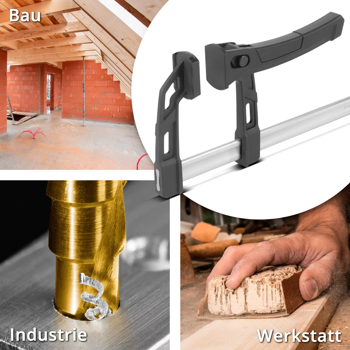STAHLWERK 3 x pince à levier 80x100 mm | pince puissante avec une force de pression de 100 kg | Sauterelle pour une fixation précise des pièces | pince stable avec une largeur de serrage de 100 mm, profondeur de serrage de 80 mm
