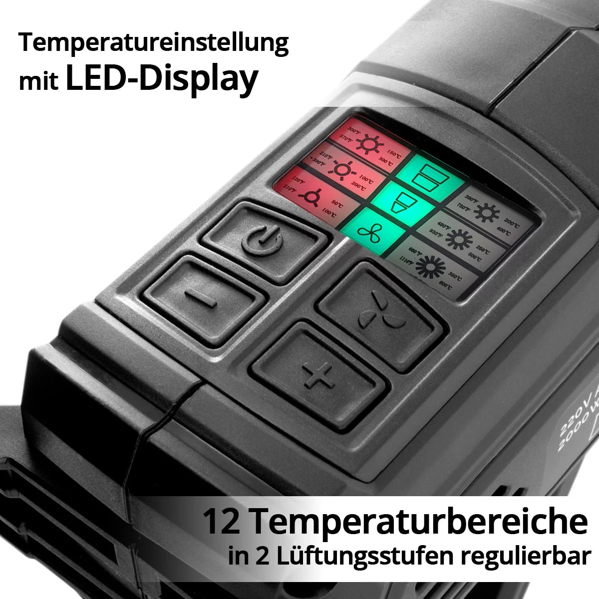 STAHLWERK HP-2000 PRO 2,000 watt hot air gun and hot air dryer up to 600 degrees with LED display and digital control | Hot air blower for welding, soldering, shrinking