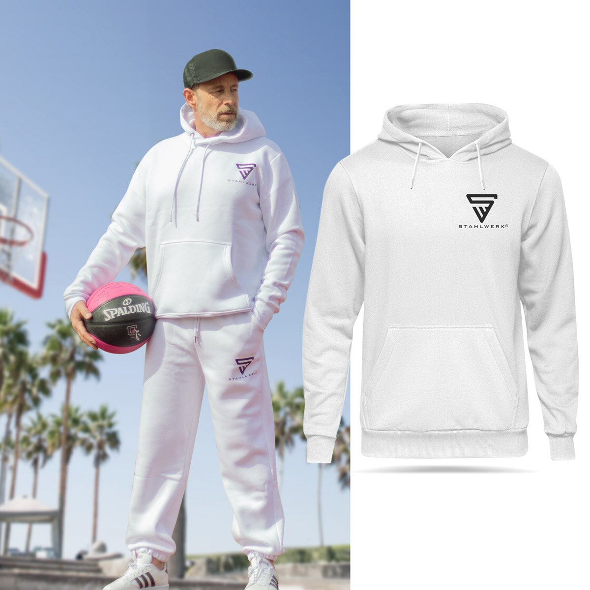 STAHLWERK Sweat à capuche / Hoody Blanc Taille XXL