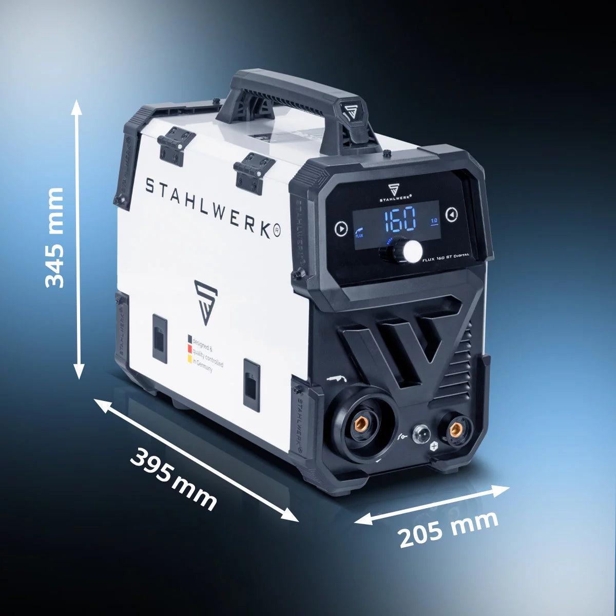 STAHLWERK FLUX 160 ST Numérique | Kit de démarrage Lift TIG | Onduleur à fil fourré 3 en 1 160 A | Torche Tig à levage universel WP-17V | Machine à souder combinée pour FLUX, MMA, Lift-TIG | Soudage sans gaz de protection