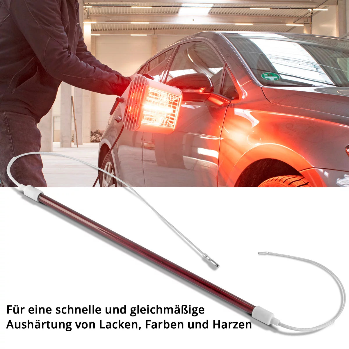 STAHLWERK IR lamp 1,200 W | 355 mm x Ø 12mm for infrared paint dryer| Replacement light with extremely long service life for IR emitters | IR dryer | IR lamps | IR heater