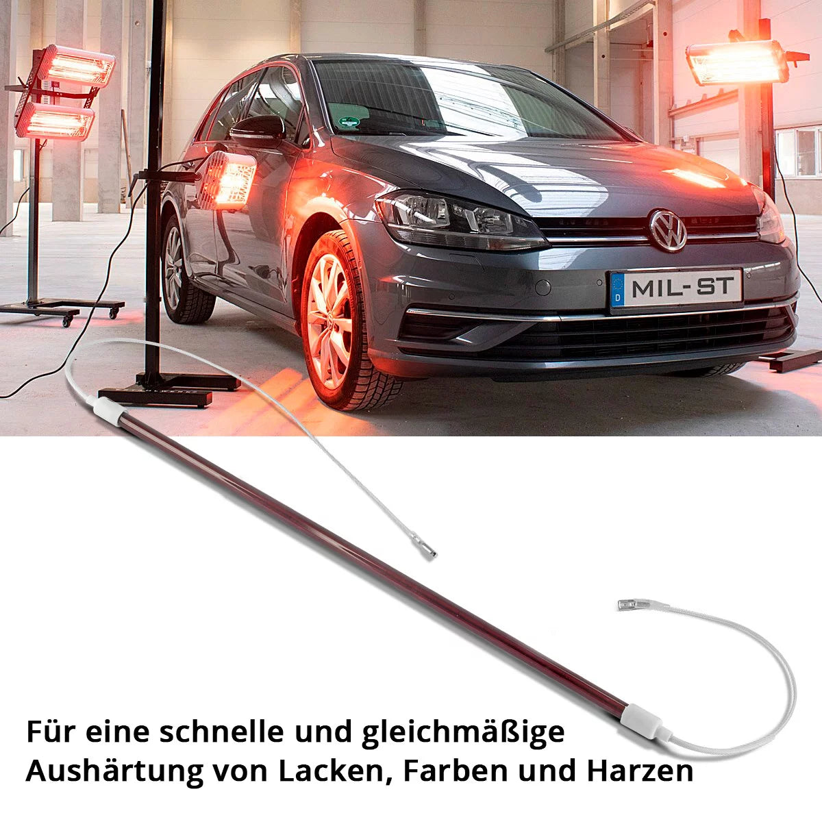 Lampada IR STAHLWERK 1.300 W | 500 mm x Ø 12 mm per essiccatore a infrarossi| Lampada sostitutiva con durata estremamente lunga per emettitori IR | Essiccatore IR | Lampade IR | Riscaldatore IR