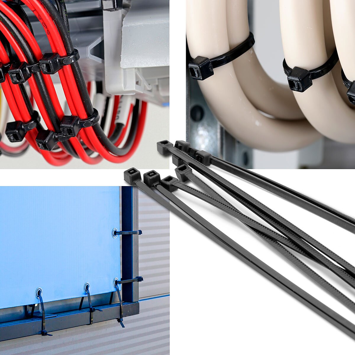 STAHLWERK cable ties set of 600 2.5 x 150 mm | 3.6x150mm | 3.6x200mm | 4.8 x 300 mm in black and white, industrial quality cable straps, UV-resistant, extremely tensile, stable and durable