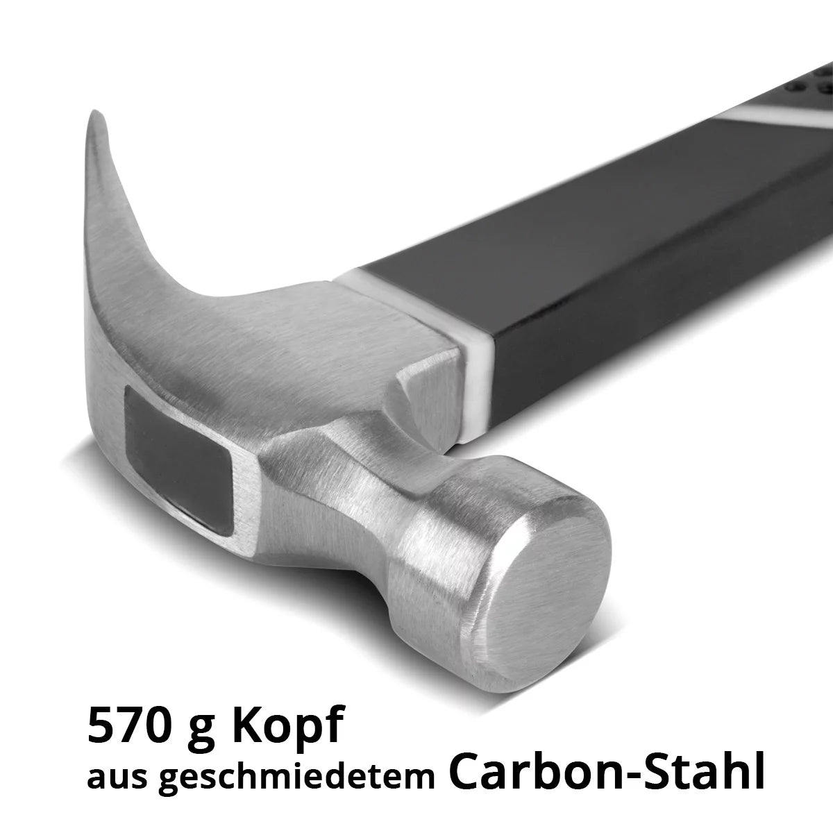 STAHLWERK Klauenhammer 570 g Zimmermannshammer aus geschmiedetem Carbon-Stahl | Latthammer mit rutschsicherem Fiberglas-Griff | Dachdeckerhammer | Krallenhammer| Fiberglas-Hammer