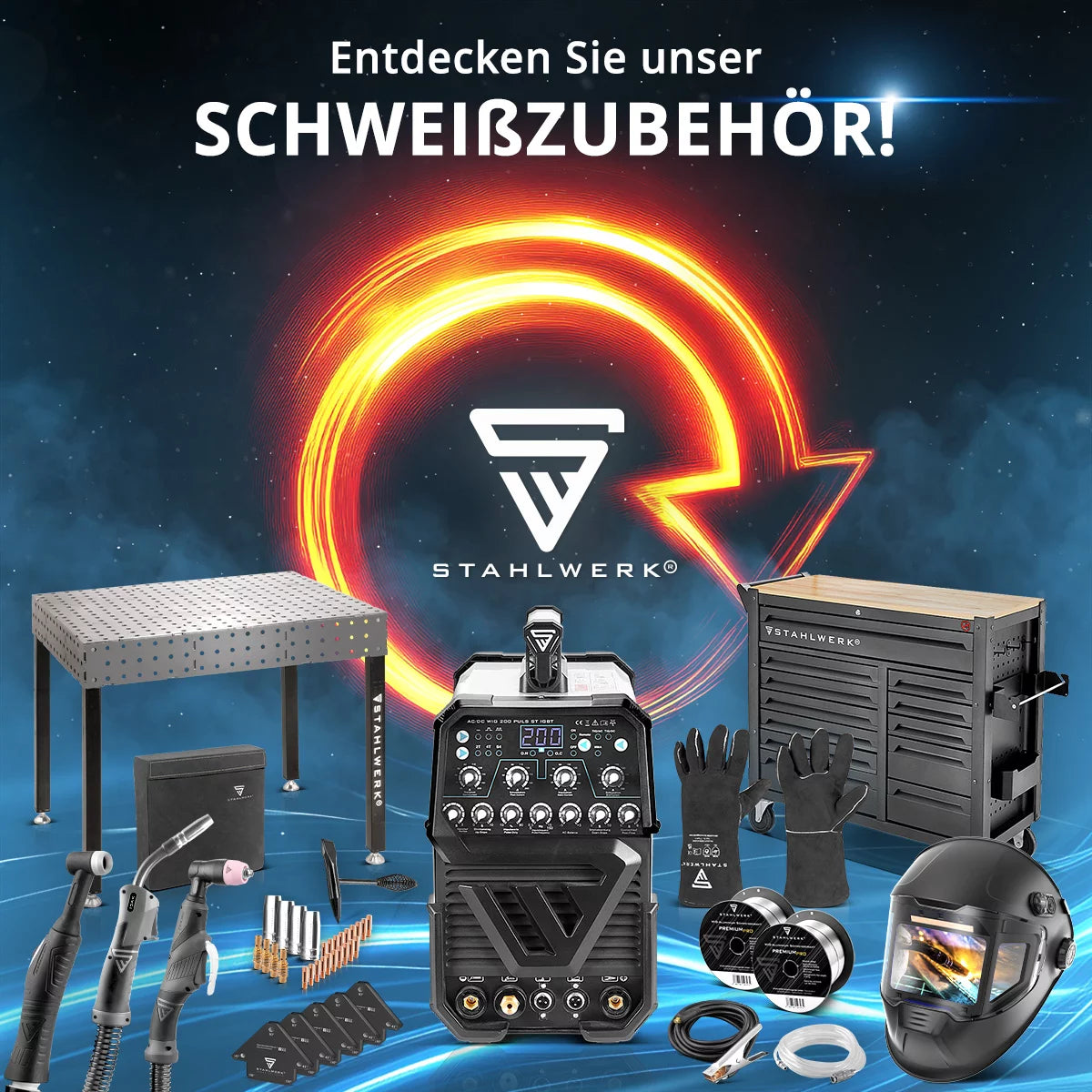 STAHLWERK Kombi-Schweißgerät CTM-250 Puls Pro 6-in-1 Schutzgas-Schweißgerät 200 A | Puls-Funktion | Synergischer Drahtvorschub | Integrierter 45 A Plasmaschneider CUT| WIG | MIG MAG | PULS | MMA| FLUX