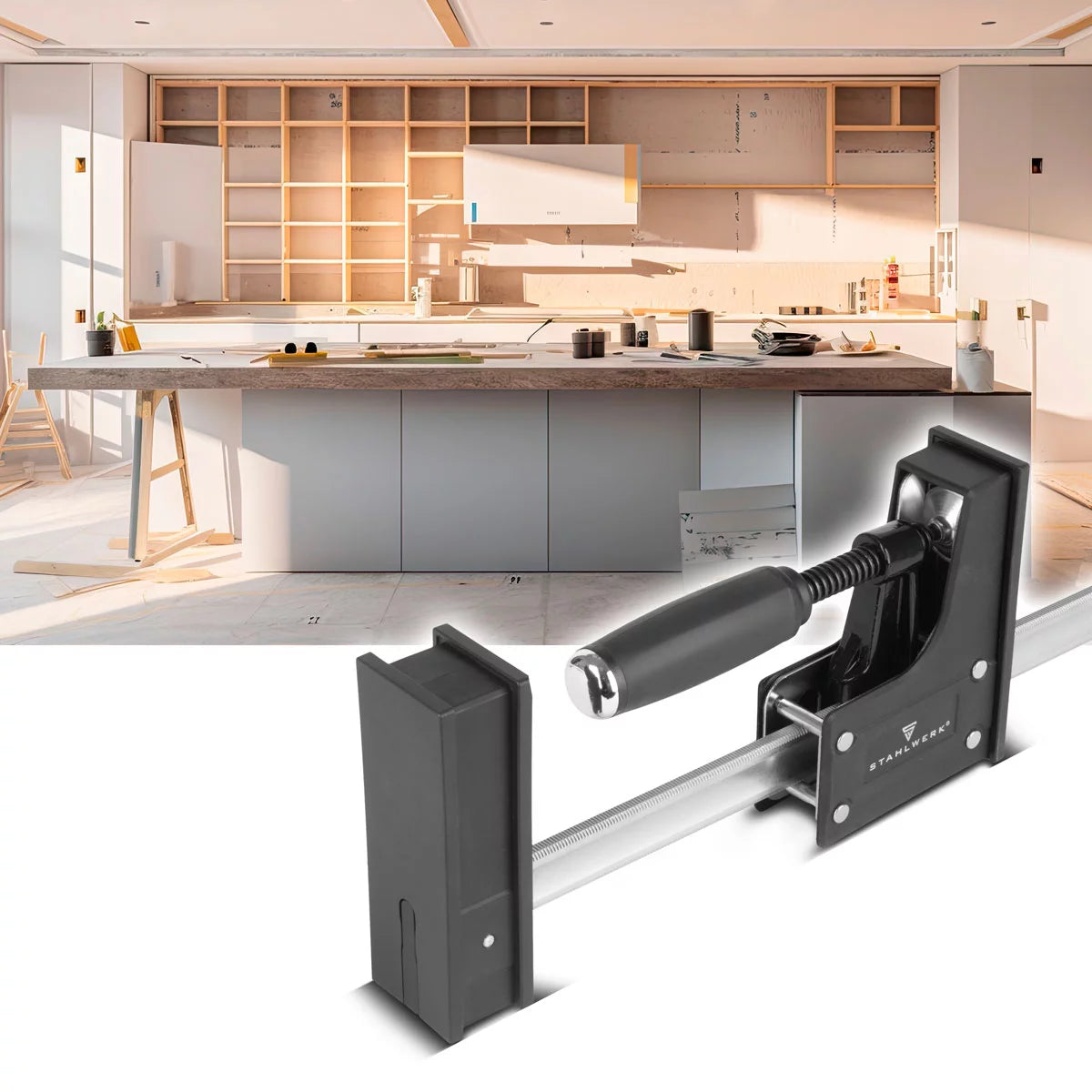 Pince de corps STAHLWERK 95x300 mm / 12" | pince à vis puissante avec une force de serrage de 650 kg | pince avec une grande surface d'appui pour la fixation de pièces | pince stable avec une portée de 300 mm, profondeur de serrage de 95 mm