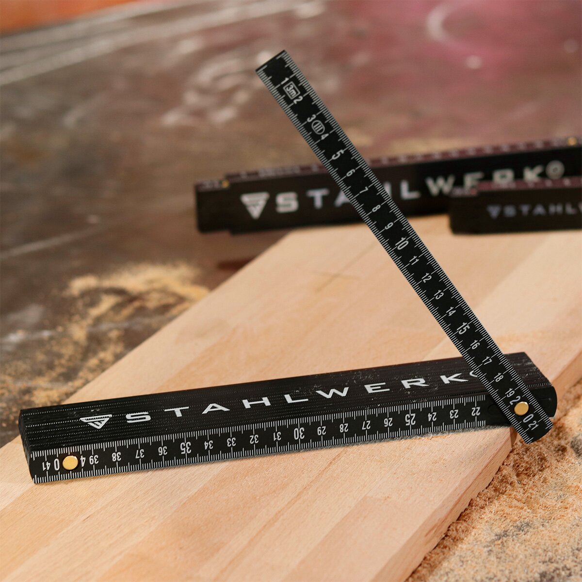 STAHLWERK Zollstock 3 Meter präziser Kunststoff-Gliedermaßstab | Meterstab | Maßstab | Maßband | Metermaß mit gut ablesbaren metrischen Ziffern