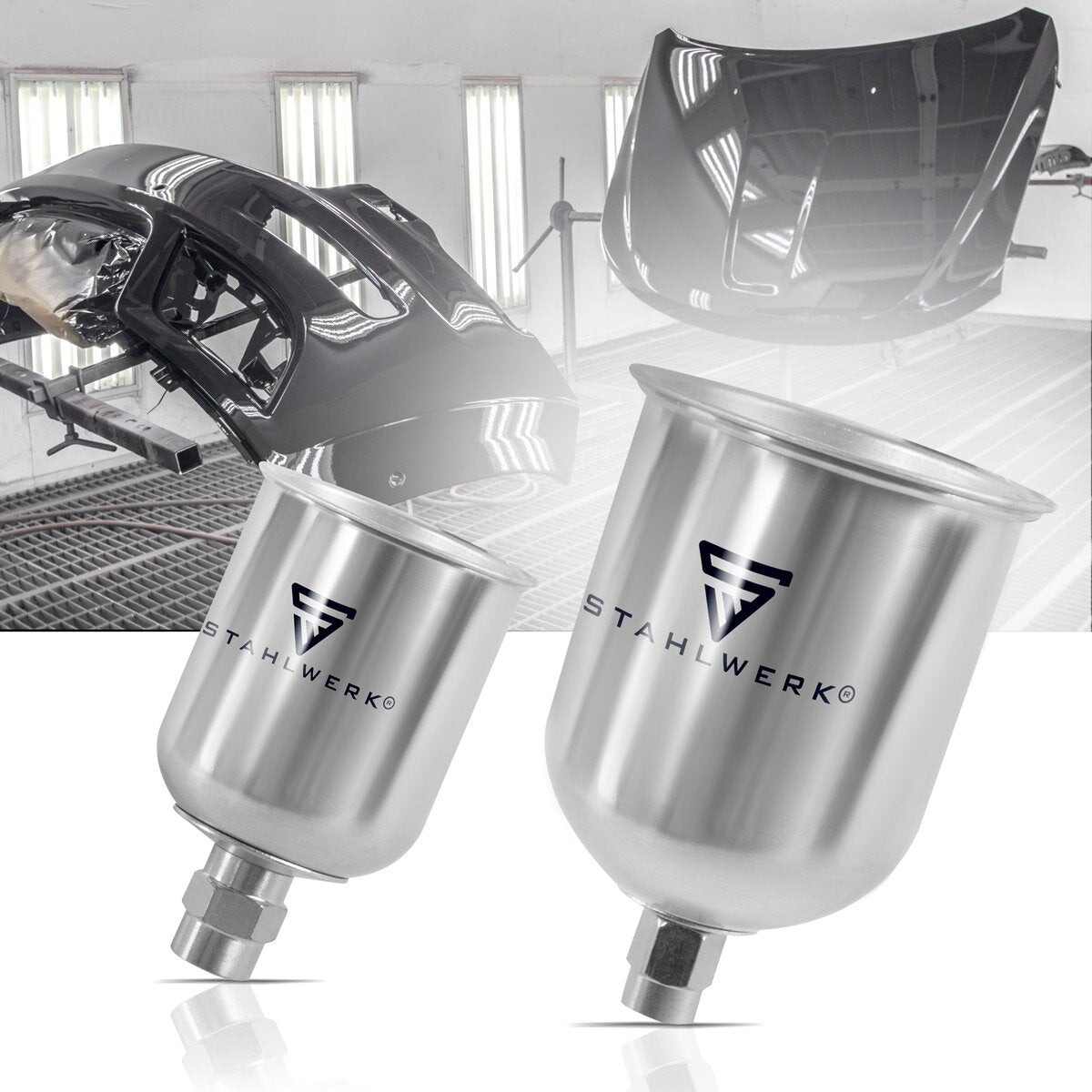 STAHLWERK aluminum paint cup set 125 ml / 600 ml paint cup for paint gun / spray gun / spray gun / spray gun