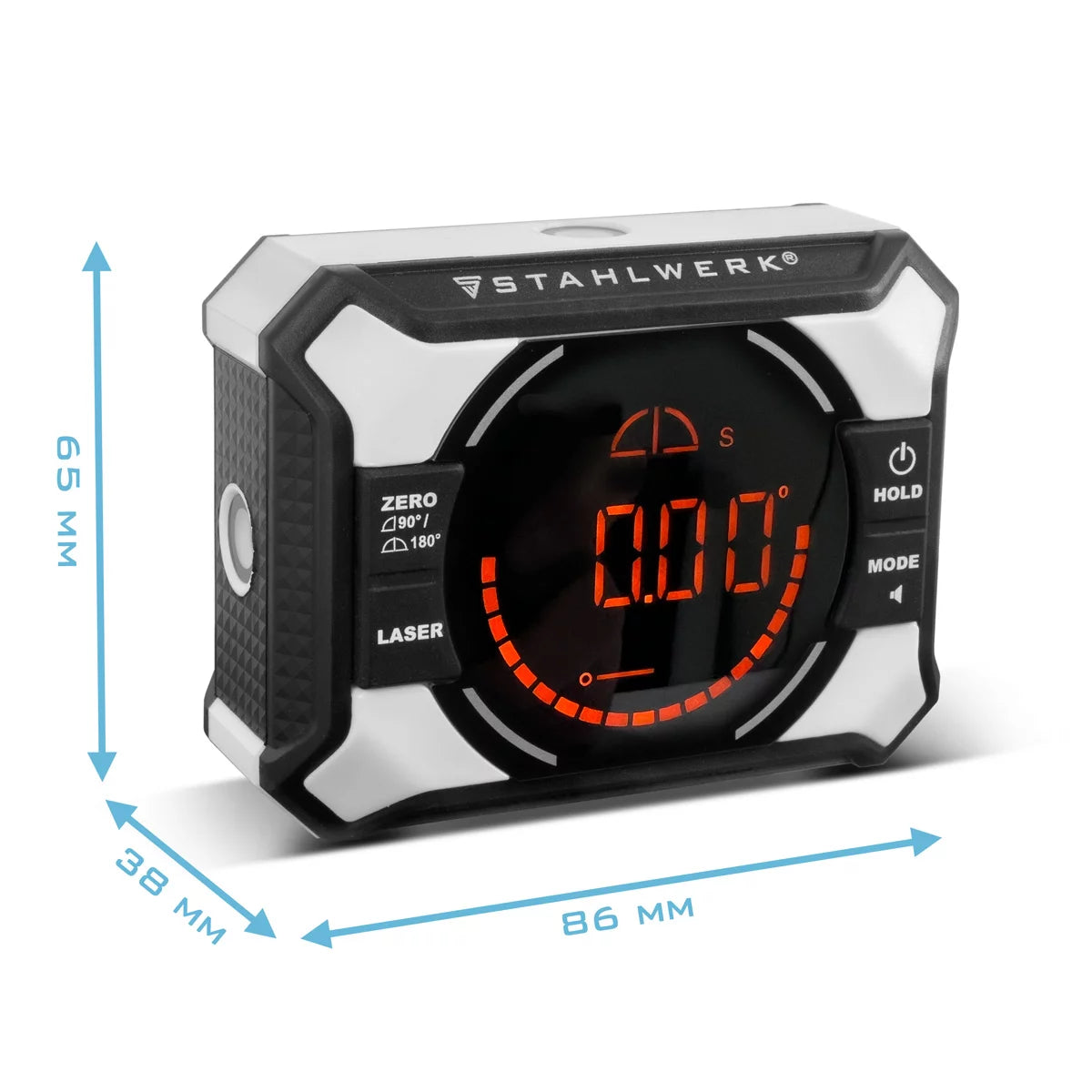 STAHLWERK Digitales Laser-Winkelmessgerät DAG-360 ST | Digitaler Winkelmesser und Wasserwaage mit Kreuzlinien-Laser| Level Box | Nivellieranzeige | Magnetbefestigung | Li-Ion Akku | USB-C Ladeport