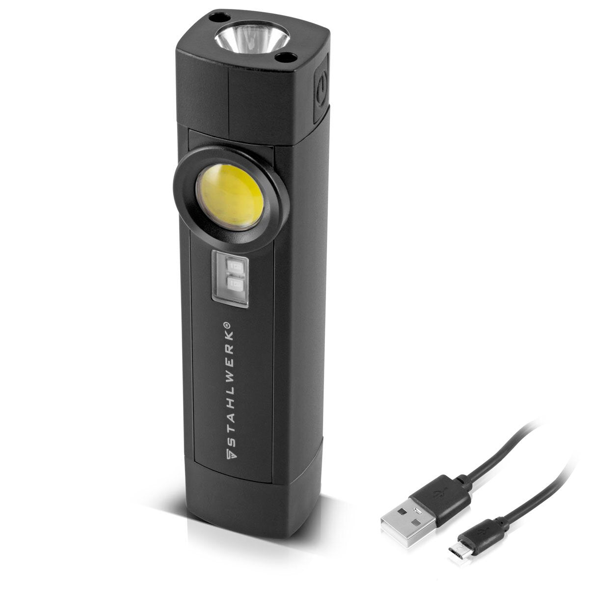 STAHLWERK LED Arbeitsleuchte AL-3 ST Leistungsstarke 5 Watt Taschenlampe / Werkstattlampe mit 4 Leucht-Modi inklusive UV-Licht, integriertem Akku, Magnet und USB-Anschluss