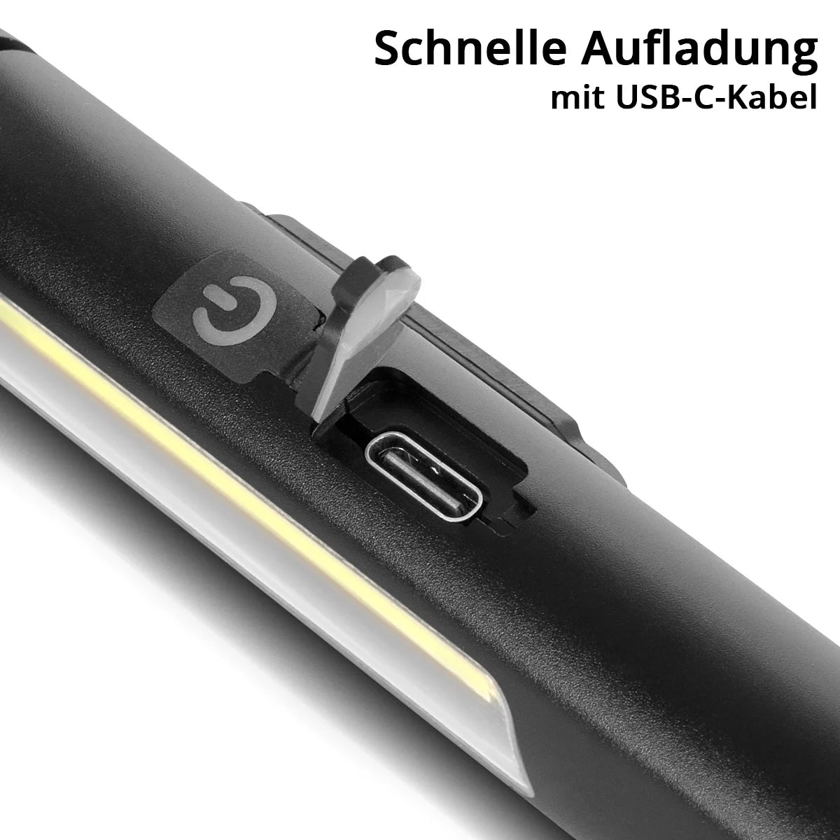 STAHLWERK LED-Arbeitsleuchte | Leistungsstarke Stablampe mit COB-Flashlight | Werkstattlampe mit Magnethalterung | USB-C Anschluss | 600 mAh Akku | Schnell aufladbar | Universell einsetzbare LED-Lampe