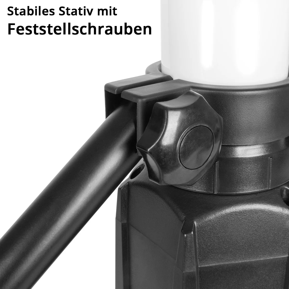 STAHLWERK 360° LED-Turm-Baustrahler TBS-100 ST | 100 Watt | 7.500 Lumen | 5.000 K Tageslichtfarbe | IP44 | Zusatzsteckdose 230 V | Robuste LED-Arbeitsleuchte