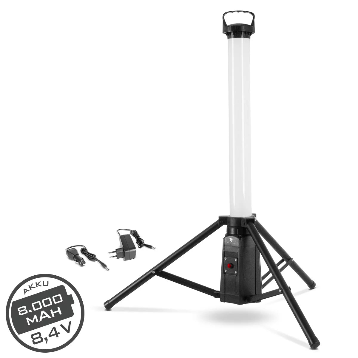 STAHLWERK Projecteur de chantier à LED 360° TBS-30 ST | 30 watts | 2 400 lumens | Couleur lumière du jour 6 500 K | Batterie Li-ion 7,4 V / 8 000 mAh | IP44 | Lampe de travail sans fil