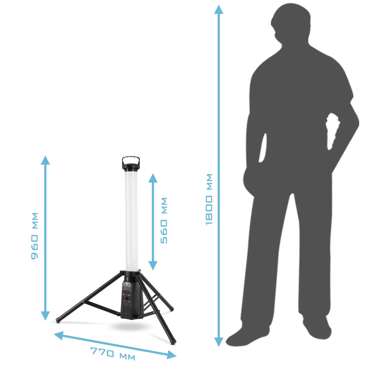 STAHLWERK Projecteur de chantier à LED 360° TBS-30 ST | 30 watts | 2 400 lumens | Couleur lumière du jour 6 500 K | Batterie Li-ion 7,4 V / 8 000 mAh | IP44 | Lampe de travail sans fil