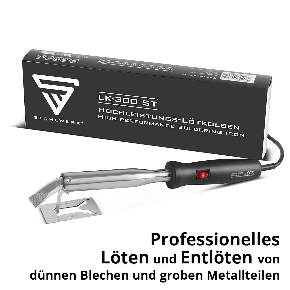 STAHLWERK high-performance soldering iron LK-300 ST electric soldering device | Soldering station | Soldering gun with 300 W power and 500°C peak temperature for soldering and desoldering
