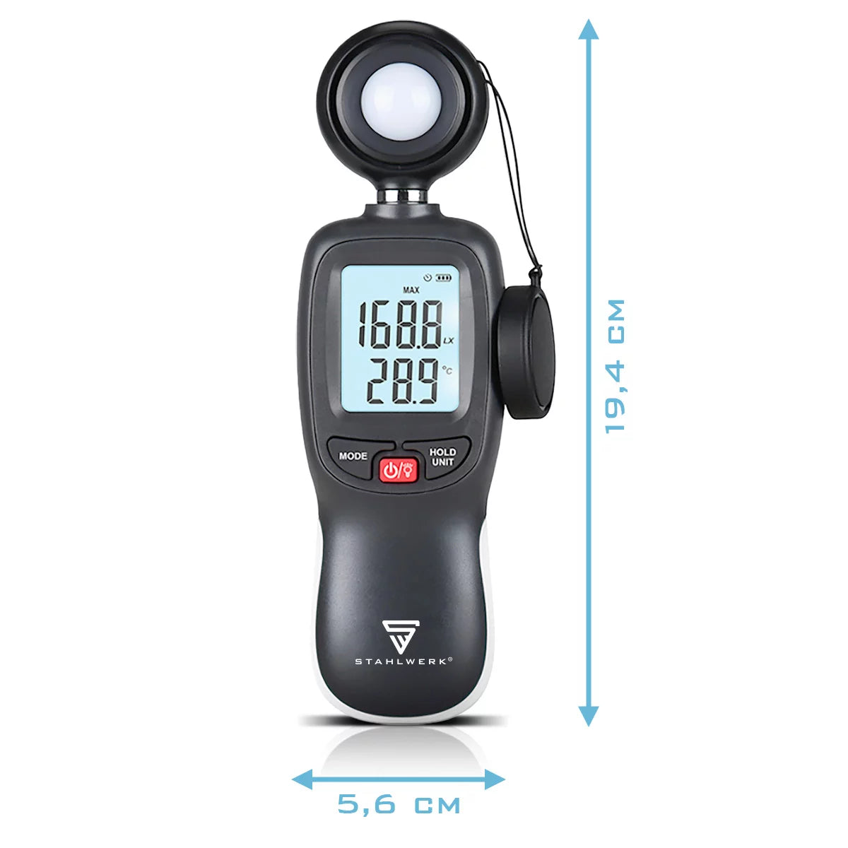 STAHLWERK Digitales Lux-Messgerät | Präzises Luxmeter und Beleuchtungsmessgerät | Professionelle Messung der Lichtintensität | Für Lichtmessungen in der Fotografie, in Räumen oder am Arbeitsplatz