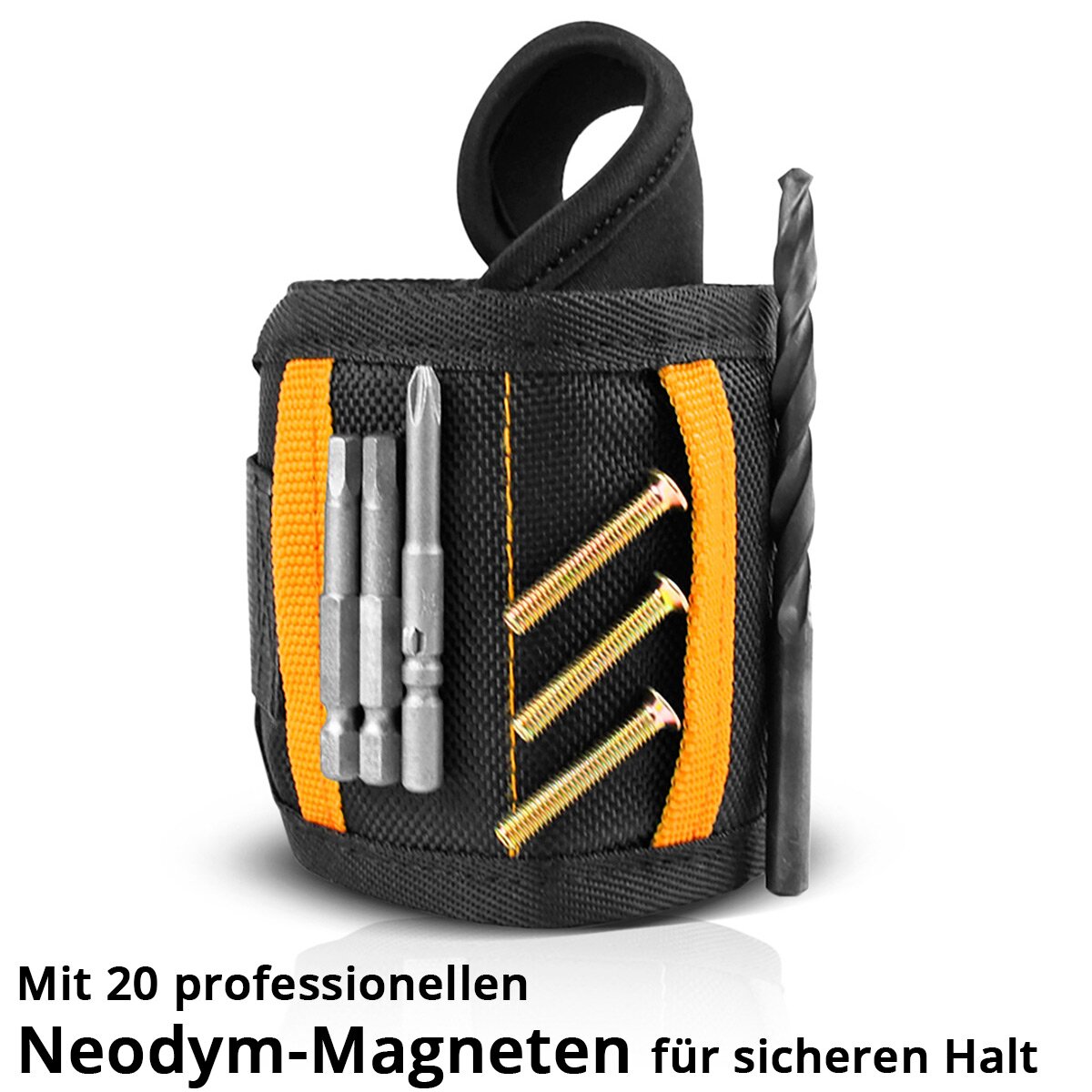 STAHLWERK Magnet-Armband für Heim- und Handwerker | Magnetisches Armband mit Klettverschluss zur Befestigung am Handgelenk oder Gürtel für Schrauben, Nägel, Bits und magnetische Kleinteile