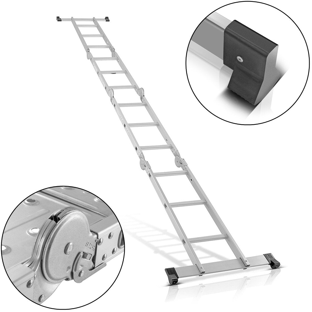 STAHLWERK multi-purpose ladder ML-356 ST 150 kg load capacity, 3 in 1 ladder scaffolding / aluminum folding ladder / work scaffolding / work platform / scaffolding with non-slip rungs including 7 year manufacturer's guarantee