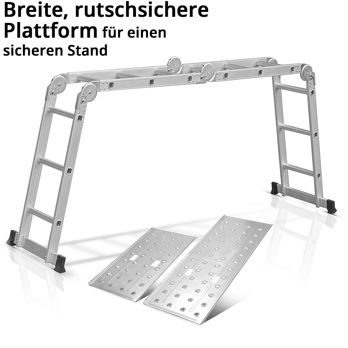 STAHLWERK multi-purpose ladder ML-356 ST 150 kg load capacity, 3 in 1 ladder scaffolding / aluminum folding ladder / work scaffolding / work platform / scaffolding with non-slip rungs including 7 year manufacturer's guarantee