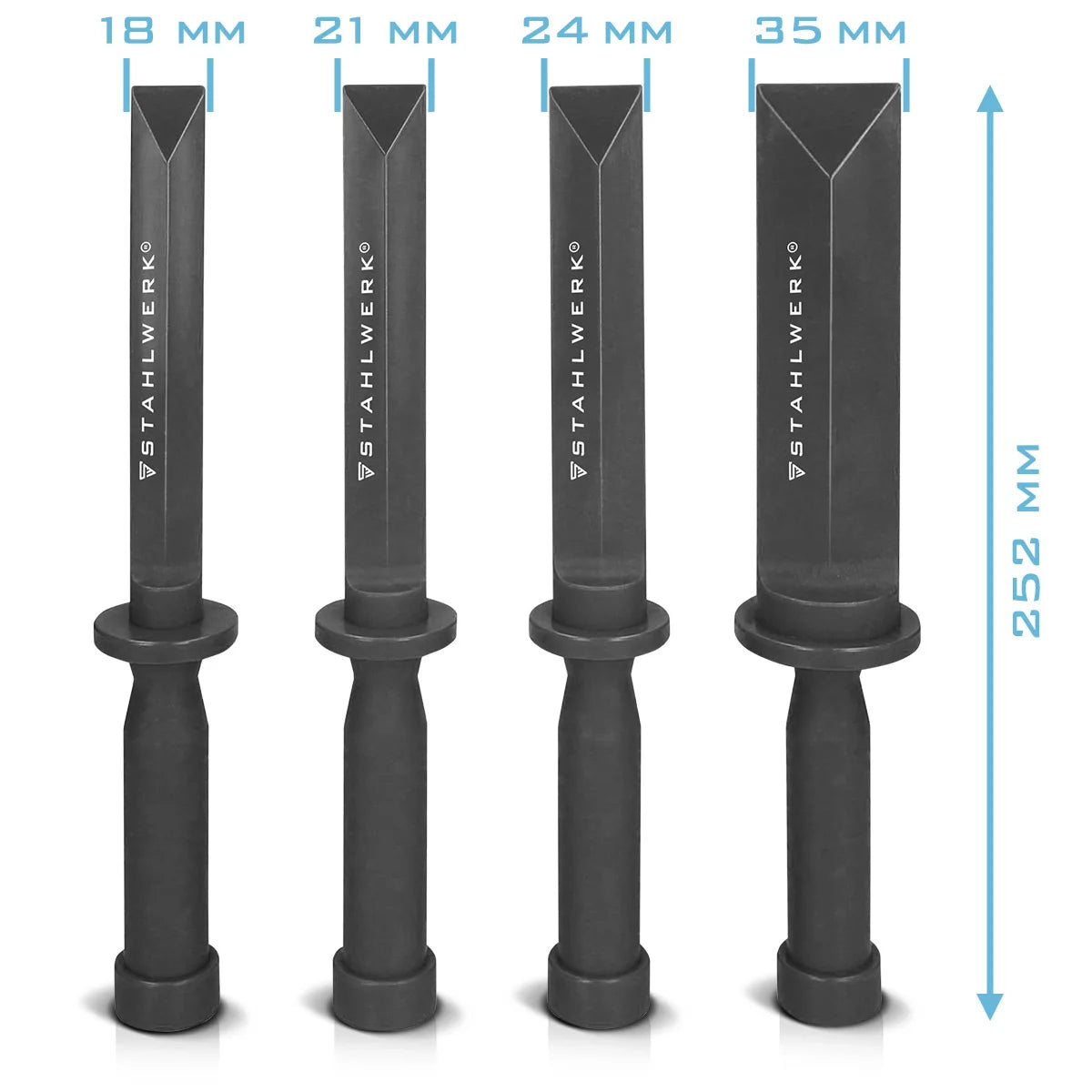 STAHLWERK 4-piece plastic chisel and scraper set 18-35 mm | Gently removes balancing weights, adhesive residue, seals or decorative strips Ergonomic and material-friendly for vehicles and crafts