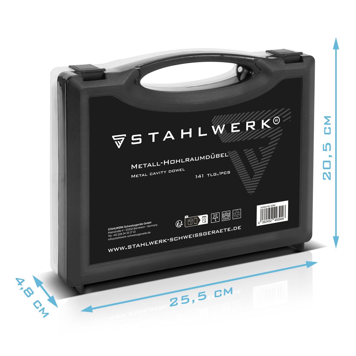 STAHLWERK metal cavity dowels 141-piece set M4 x 32 | M4x38 | M4x46 | M5x37 | M5x52 | M5x65 | M6x37 | M6x52 | M6 x 65 metal dowels with pre-assembled screws for drywall work