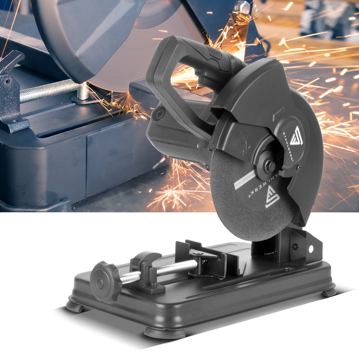 Sega per metalli STAHLWERK MT-205 ST sega a taglio trasversale | Troncatrice | Sega per metalli da 1.200 W e 5.000 giri/min per il taglio professionale di profili in acciaio, metalli non ferrosi, ferro e ghisa