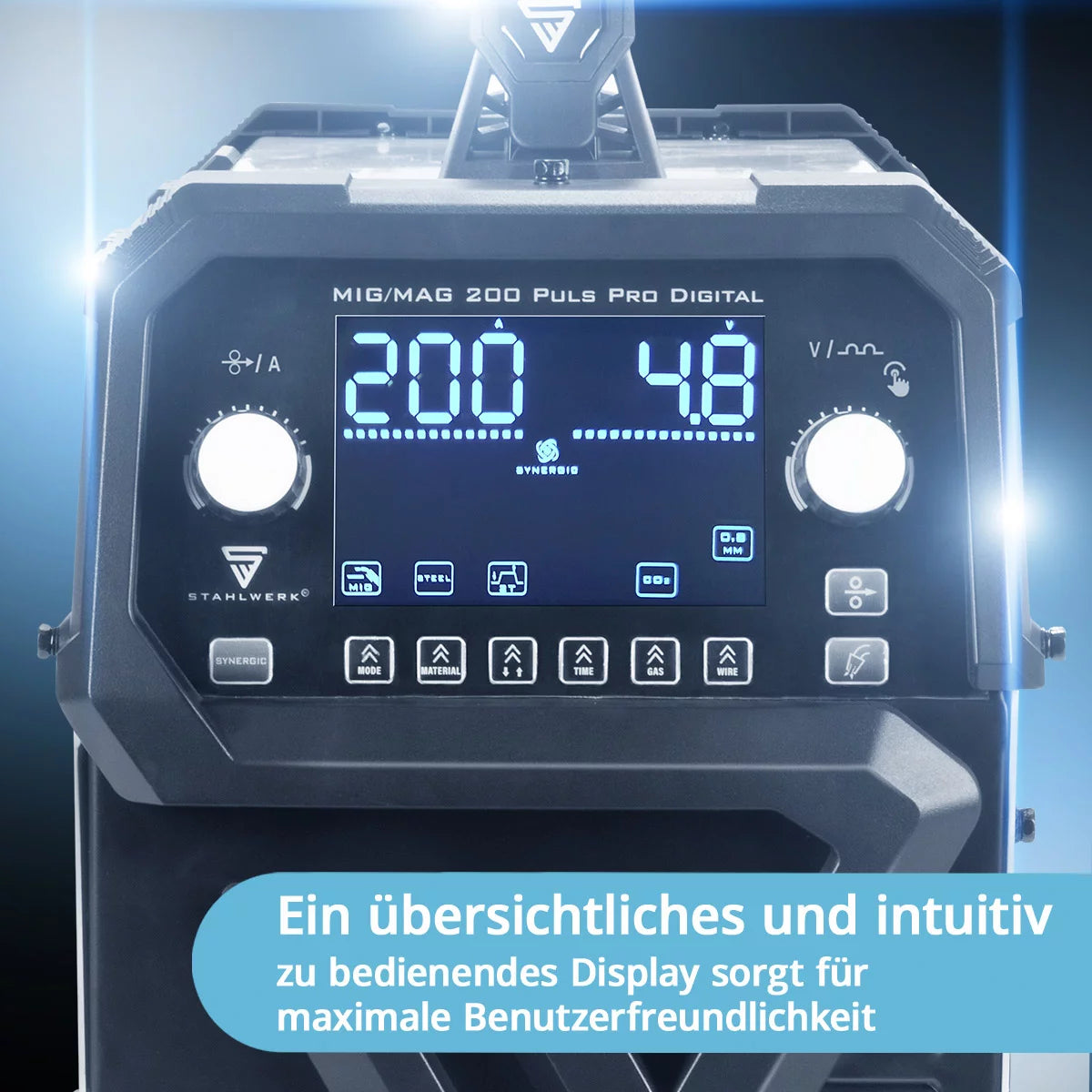 STAHLWERK MIG MAG 200 Spot Puls Pro Digital Aluminum Set | Inert gas welding machine | IGBT inverter 200 A | Synergic wire feeder | 4-roller drive, FLUX, Lift-TIG, MMA, CuSi, MIG-Pulse for aluminum