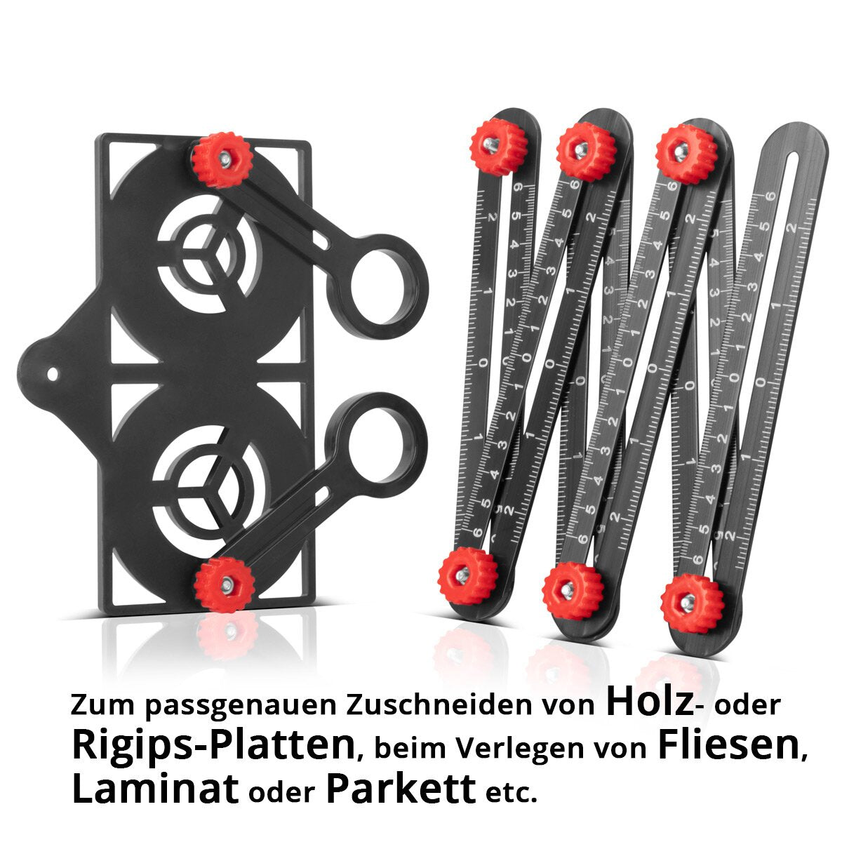 STAHLWERK Règle de mesure multi-angle 6 en 1 pour la création précise de pochoirs, angleiseur de haute qualité | Modèle d'angle | jauge de contour | Outil de modèle | Outil de mesure en aluminium