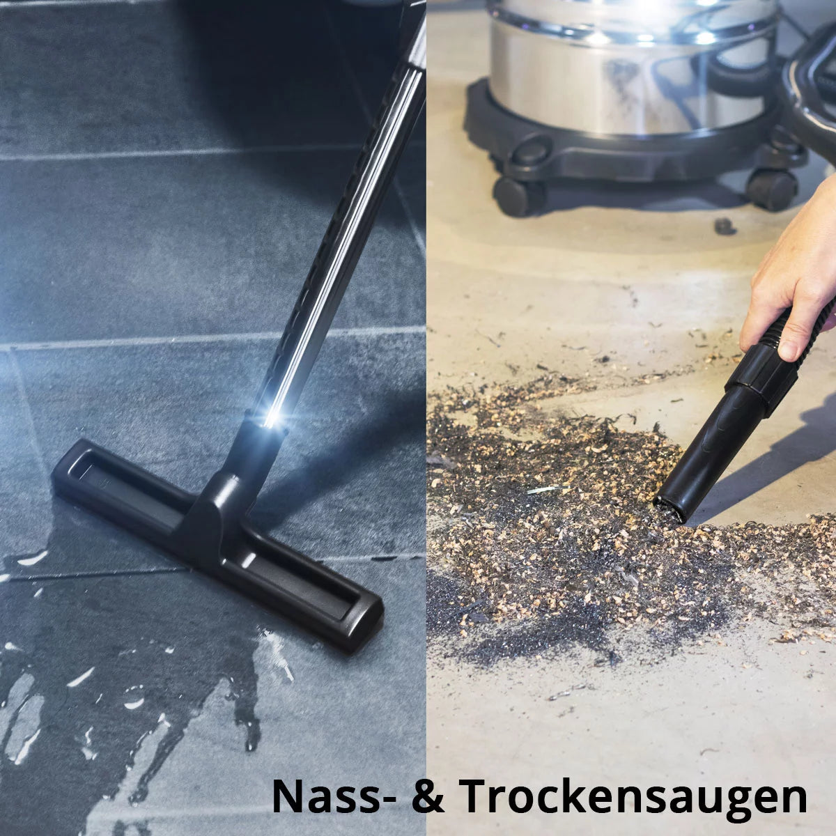 STAHLWERK Nass- und Trockensauger VCL-1600 ST | 1600 W Industriesauger mit 35 l Edelstahlbehälter | Sicherheitsabschaltung | Umfangreiches Zubehörpaket | Robuster Werkstattsauger
