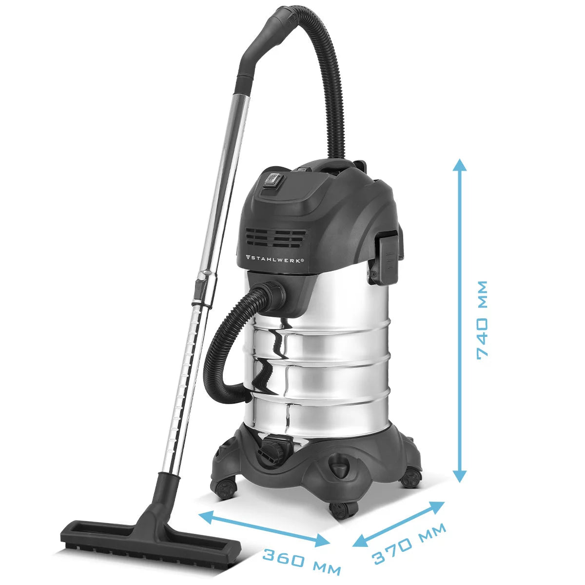 STAHLWERK Nass- und Trockensauger VCL-1600 ST | 1600 W Industriesauger mit 35 l Edelstahlbehälter | Sicherheitsabschaltung | Umfangreiches Zubehörpaket | Robuster Werkstattsauger