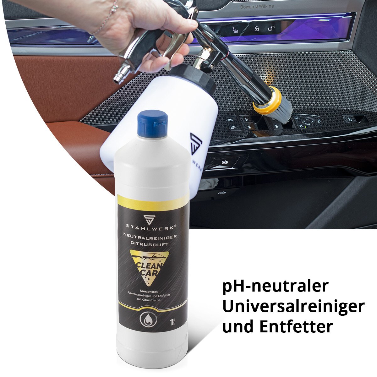 STAHLWERK universal cleaner concentrate with citrus scent 1 liter bottle of powerful cleaner | Cleaning products | Foam cleaner | All-purpose cleaner | Cleaning concentrate | Neutral cleaner for cleaning guns